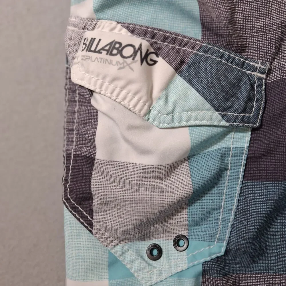 Billabong Hydrostretch Platinum X Board Shorts Mens 34x10 Plaid  Stretch